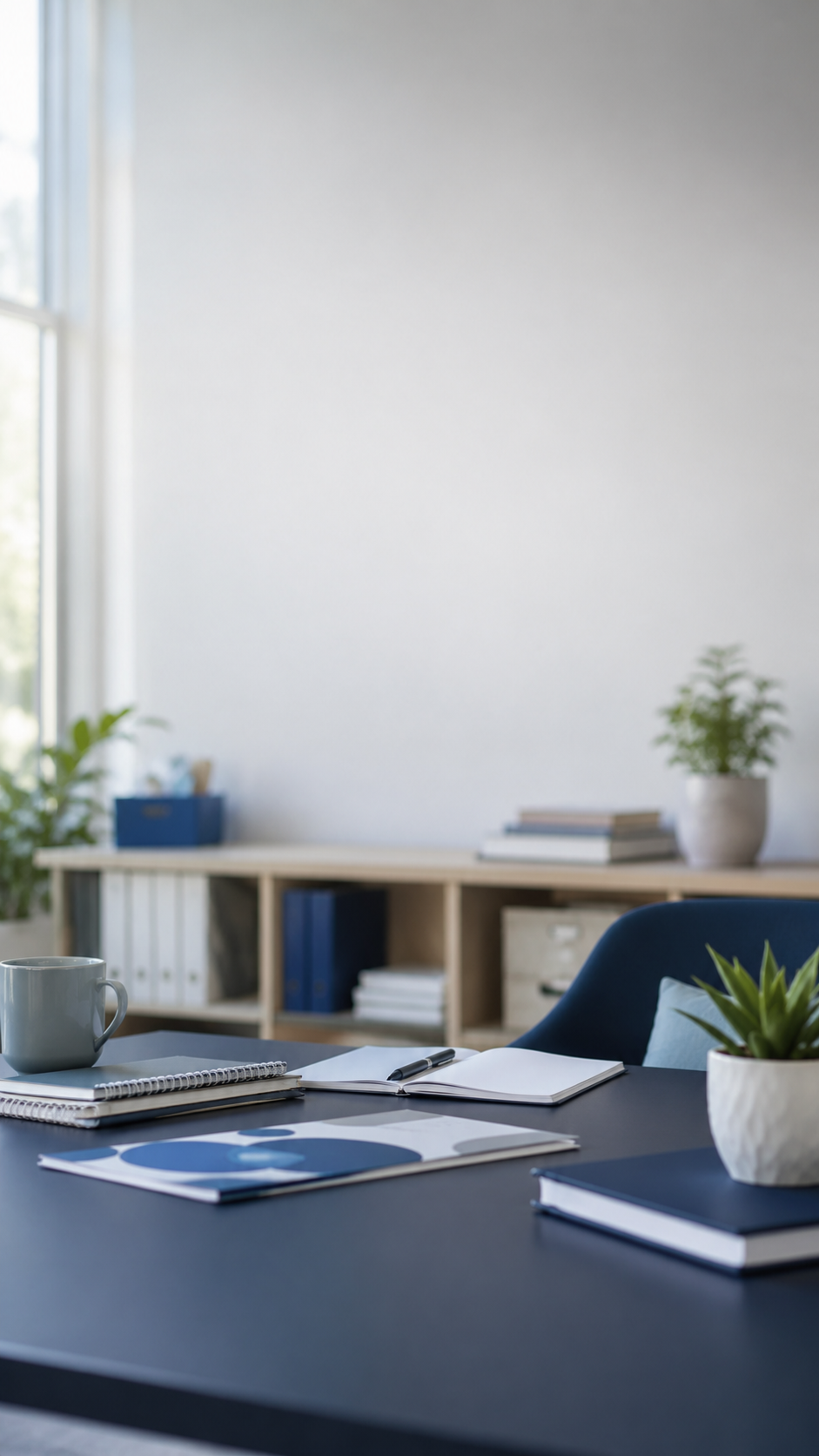Calm professional office background for youth advocacy and training website